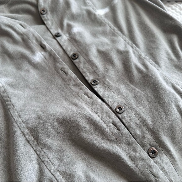 J. Jill Light Sage Green/Gray Button Down Suede Vintage Shirt - Picture 6 of 6